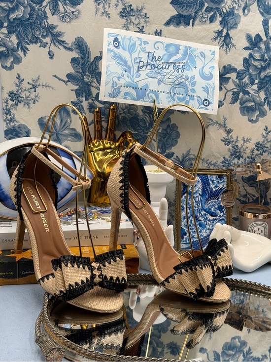 Kurt Geiger Shoes - 🆕 KG KURT GEIGER 🧿 NWOB Robbie Bow-Embellished Raffia High Heel, Sz 37 US 7